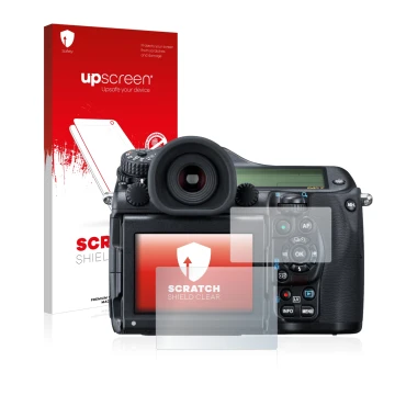 Front side of a product packaging with the brand logo upscreen. Next to it is the device Pentax 645Z shown with the correspond