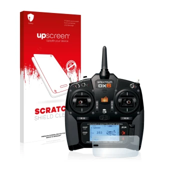 Front side of a product packaging with the brand logo upscreen. Next to it is the device Spektrum DX6 shown with the correspon
