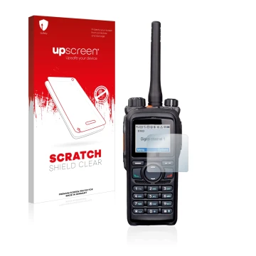 Front side of a product packaging with the brand logo upscreen. Next to it is the device Hytera PD785 shown with the correspon