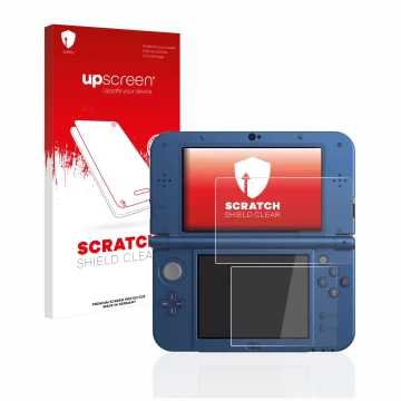 Front side of a product packaging with the brand logo upscreen. Next to it is the device Nintendo New 3DS XL shown with the co