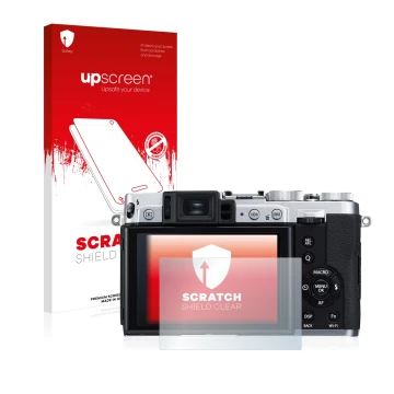 Front side of a product packaging with the brand logo upscreen. Next to it is the device Fujifilm X30 shown with the correspon