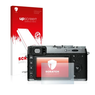 Front side of a product packaging with the brand logo upscreen. Next to it is the device Fujifilm X100T shown with the corresp