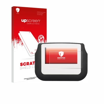 Front side of a product packaging with the brand logo upscreen. Next to it is the device Signotec Signature Pad Sigma shown wi