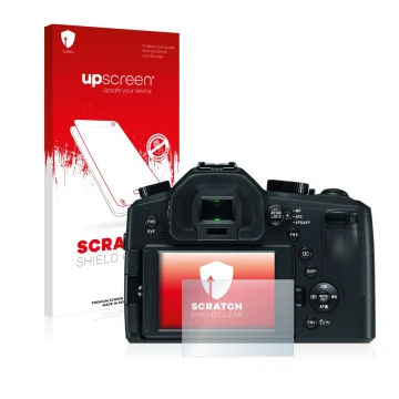 Front side of a product packaging with the brand logo upscreen. Next to it is the device Leica V-LUX (Typ 114) shown with the 