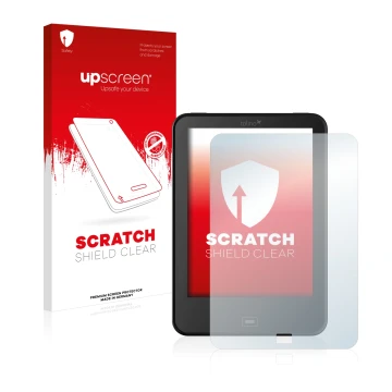 Front side of a product packaging with the brand logo upscreen. Next to it is the device Tolino Vision 2 shown with the corres