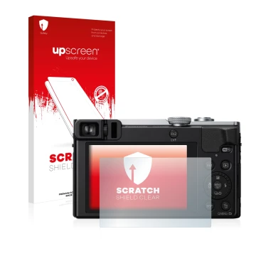 Front side of a product packaging with the brand logo upscreen. Next to it is the device Panasonic Lumix DMC-TZ71 shown with t