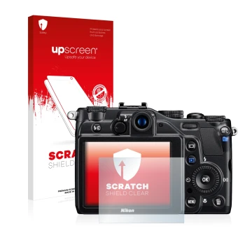 Front side of a product packaging with the brand logo upscreen. Next to it is the device Nikon Coolpix S7000 shown with the co