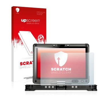 Front side of a product packaging with the brand logo upscreen. Next to it is the device Getac V110 shown with the correspondi