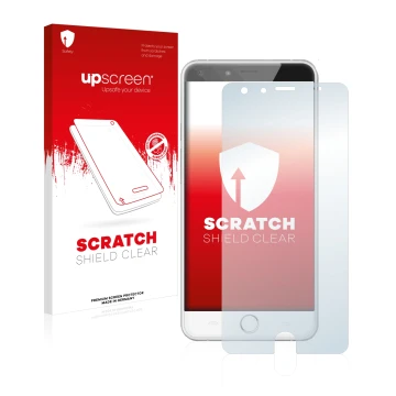 Front side of a product packaging with the brand logo upscreen. Next to it is the device Ulefone Be Touch 2 shown with the cor
