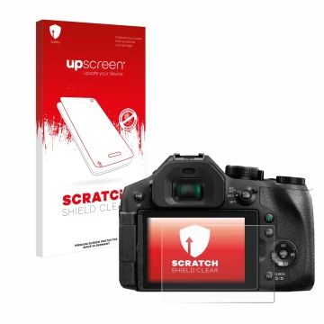 Front side of a product packaging with the brand logo upscreen. Next to it is the device Panasonic Lumix DMC-FZ300 shown with 
