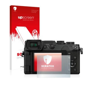 Front side of a product packaging with the brand logo upscreen. Next to it is the device Panasonic Lumix DMC-GX8 shown with th