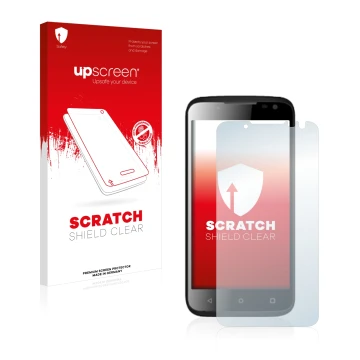 Front side of a product packaging with the brand logo upscreen. Next to it is the device Yezz Andy 4.5EL shown with the corres