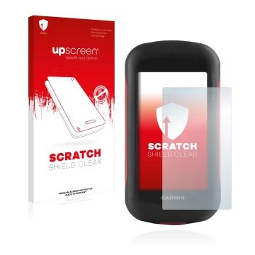 Front side of a product packaging with the brand logo upscreen. Next to it is the device Garmin Montana 680 shown with the cor