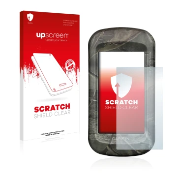 Front side of a product packaging with the brand logo upscreen. Next to it is the device Garmin Montana 680t shown with the co