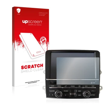 Front side of a product packaging with the brand logo upscreen. Next to it is the device Porsche Carrera 991 2012 PCM 3.1 show