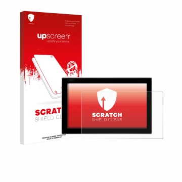 Front side of a product packaging with the brand logo upscreen. Next to it is the device Siemens Simatic Flat Panel 12