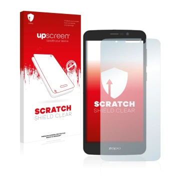 Front side of a product packaging with the brand logo upscreen. Next to it is the device Zopo Color E5.5 shown with the corres