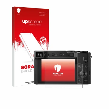 Front side of a product packaging with the brand logo upscreen. Next to it is the device Panasonic Lumix DMC-TZ101 shown with 