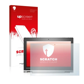 Front side of a product packaging with the brand logo upscreen. Next to it is the device Lenovo ThinkPad Yoga 260 shown with t