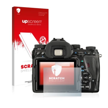 Front side of a product packaging with the brand logo upscreen. Next to it is the device Pentax K-1 shown with the correspondi