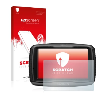 Front side of a product packaging with the brand logo upscreen. Next to it is the device Garmin zumo 595LM shown with the corr
