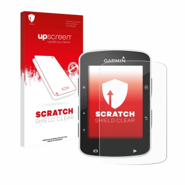 Front side of a product packaging with the brand logo upscreen. Next to it is the device Garmin Edge 820 shown with the corres