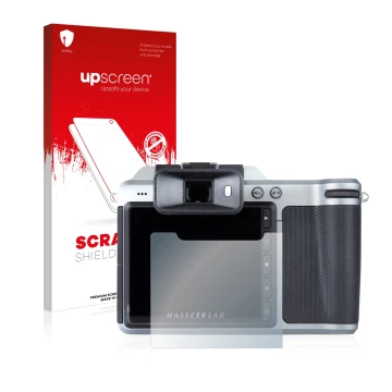 Front side of a product packaging with the brand logo upscreen. Next to it is the device Hasselblad X1D-50c shown with the cor