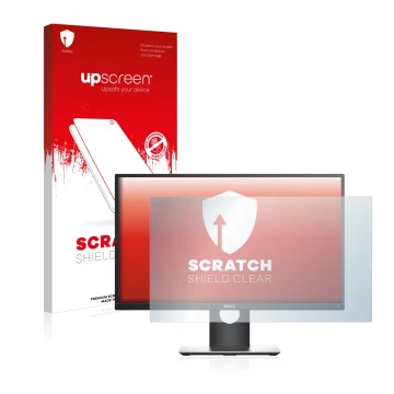 Front side of a product packaging with the brand logo upscreen. Next to it is the device Dell P2417H shown with the correspond