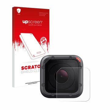 Front side of a product packaging with the brand logo upscreen. Next to it is the device GoPro Hero 5 Session Lens (housing) s