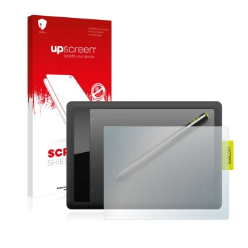Front side of a product packaging with the brand logo upscreen. Next to it is the device Wacom One s CTL-471 shown with the co