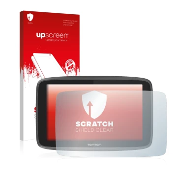 Front side of a product packaging with the brand logo upscreen. Next to it is the device TomTom Go 6200 shown with the corresp