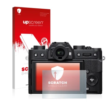 Front side of a product packaging with the brand logo upscreen. Next to it is the device Fujifilm X-T20 shown with the corresp