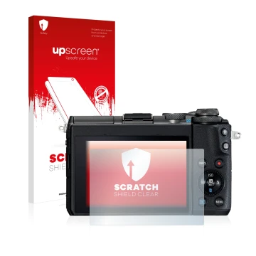 Front side of a product packaging with the brand logo upscreen. Next to it is the device Canon EOS M6 shown with the correspon