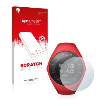 Front side of a product packaging with the brand logo upscreen. Next to it is the device Polar M200 shown with the correspondi