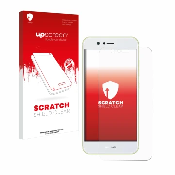 Front side of a product packaging with the brand logo upscreen. Next to it is the device Huawei Nova 2 shown with the correspo