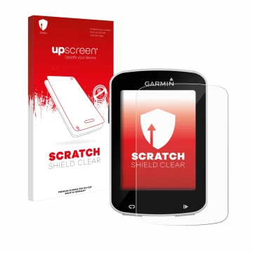 Front side of a product packaging with the brand logo upscreen. Next to it is the device Garmin Edge Explore 820 shown with th