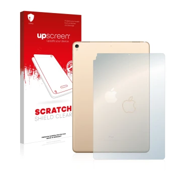 Front side of a product packaging with the brand logo upscreen. Next to it is the device Apple iPad Pro 10.5