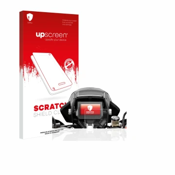 Front side of a product packaging with the brand logo upscreen. Next to it is the device KTM 1290 Super Adventure S 2017 Speed