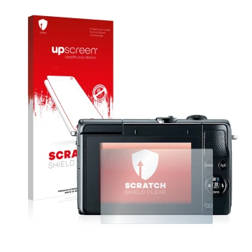 Front side of a product packaging with the brand logo upscreen. Next to it is the device Canon EOS M100 shown with the corresp