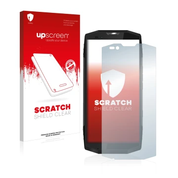 Front side of a product packaging with the brand logo upscreen. Next to it is the device Blackview BV9000 Pro shown with the c