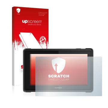 Front side of a product packaging with the brand logo upscreen. Next to it is the device TomTom Pro 8275 Truck shown with the 