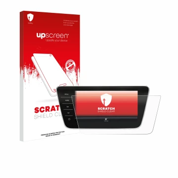 Front side of a product packaging with the brand logo upscreen. Next to it is the device Skoda Superb Business Columbus 2017-2