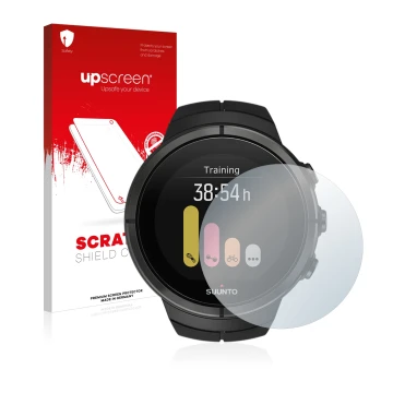Front side of a product packaging with the brand logo upscreen. Next to it is the device Suunto Spartan Ultra shown with the c