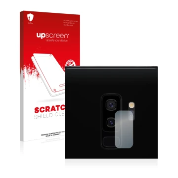 Front side of a product packaging with the brand logo upscreen. Next to it is the device Samsung Galaxy S9 Plus (ONLY Camera L