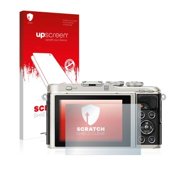 Front side of a product packaging with the brand logo upscreen. Next to it is the device Olympus PEN E-PL9 shown with the corr