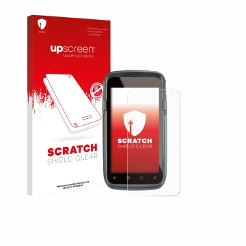 Front side of a product packaging with the brand logo upscreen. Next to it is the device Honeywell Dolphin CT60 shown with the