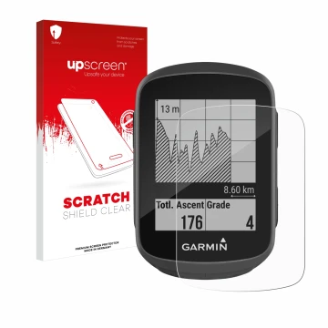 Front side of a product packaging with the brand logo upscreen. Next to it is the device Garmin Edge 130 shown with the corres