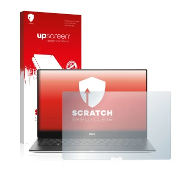 Front side of a product packaging with the brand logo upscreen. Next to it is the device Dell XPS 13 9370 shown with the corre