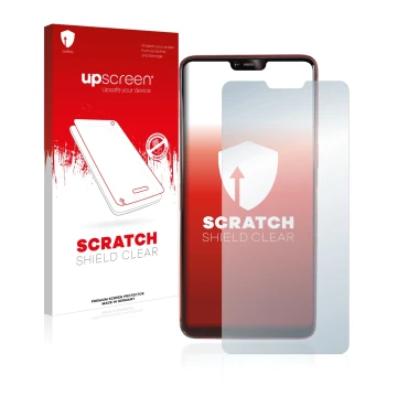 Front side of a product packaging with the brand logo upscreen. Next to it is the device Oppo R15 Pro shown with the correspon