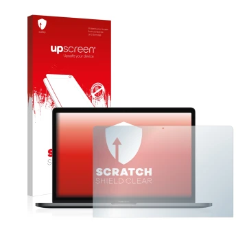 Front side of a product packaging with the brand logo upscreen. Next to it is the device Apple MacBook Pro 15